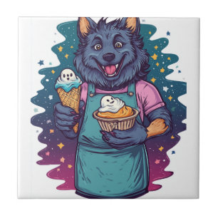 Azulejo Puesto de helados hombre lobo
