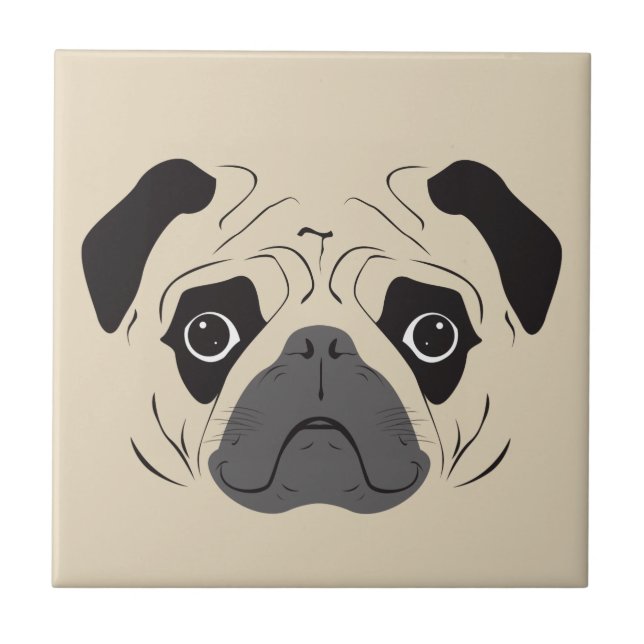 Azulejo Pug Face Silhouette (Frente)