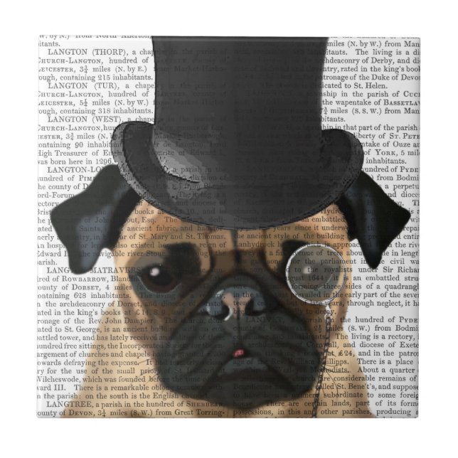 Azulejo Pug, hebilla formal y Gorra (Frente)