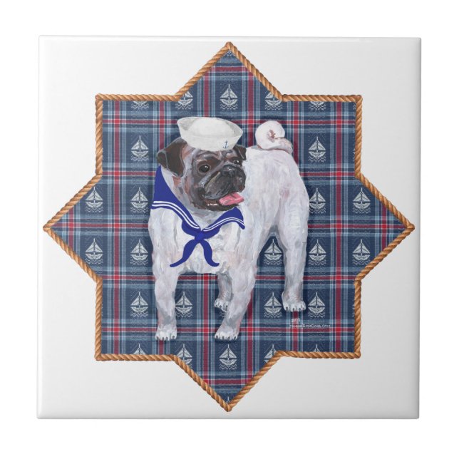 Azulejo Pug Marinero (Frente)