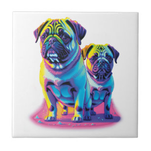 Azulejo Pugs Pop en Rosa