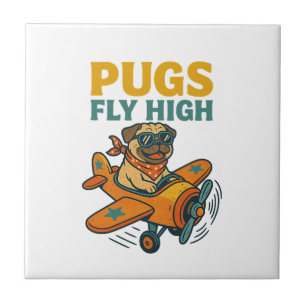 Azulejo Pugs Vuelan Alto
