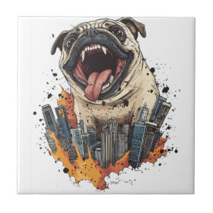 Azulejo Pugzilla Ataca � Perro Monstruo Divertido