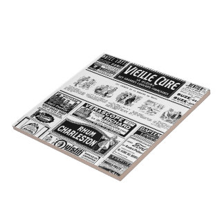 Azulejo Pulicidad, periodico antiguo, blanco y negro