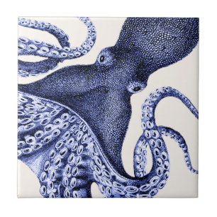Azulejo Pulpo azul horizontal