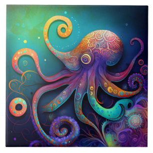 Azulejo Pulpo de Fantasía, Acuarela