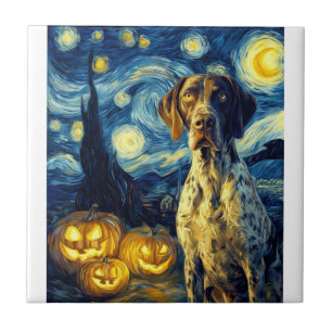 Azulejo Puntero alemán de pelo corto 1 perro lindo Hallowe