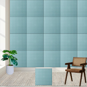 Azulejo Punto de Polka Azul de Aqua #1 - Punto Blanco Retr
