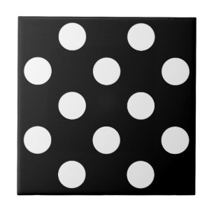 Azulejo Punto de Polka Blanco sobre el patrón negro
