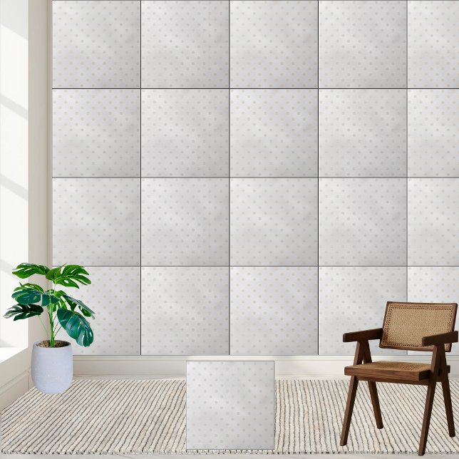 Azulejo Punto de polka blanco y pekinés minimalista (Minimalist White & Beige Polka Dot Ceramic Tile)