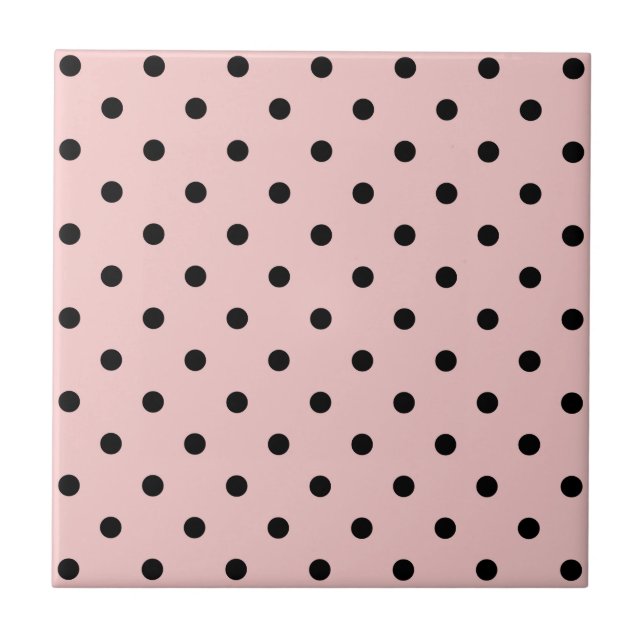 Azulejo Punto de polka negra rosa (Frente)