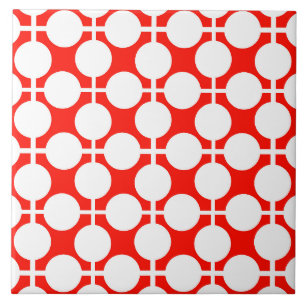 Azulejo punto de polka rojo y blanco y patrón de comprobac