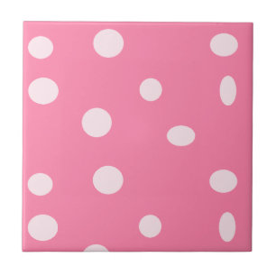 Azulejo Punto de polka rosa pálido sobre rosa