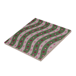 Azulejo Punto Polka Magenta Pink Green Springtime Patterad