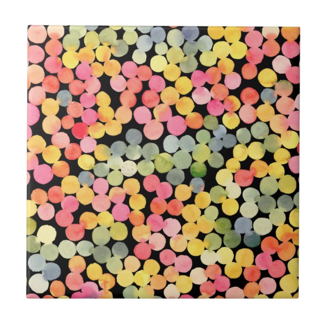 Azulejo Puntos de acuarela coloreados abstractos (Frente)