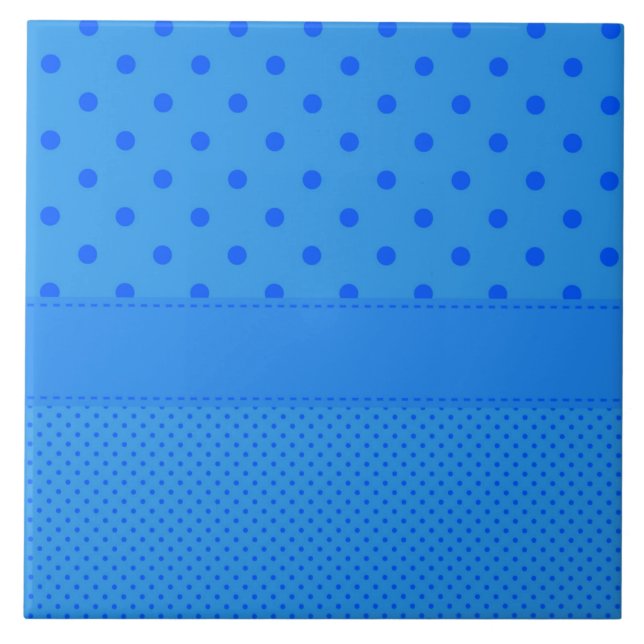 Azulejo Puntos de polka, azul sobre azul, (Frente)