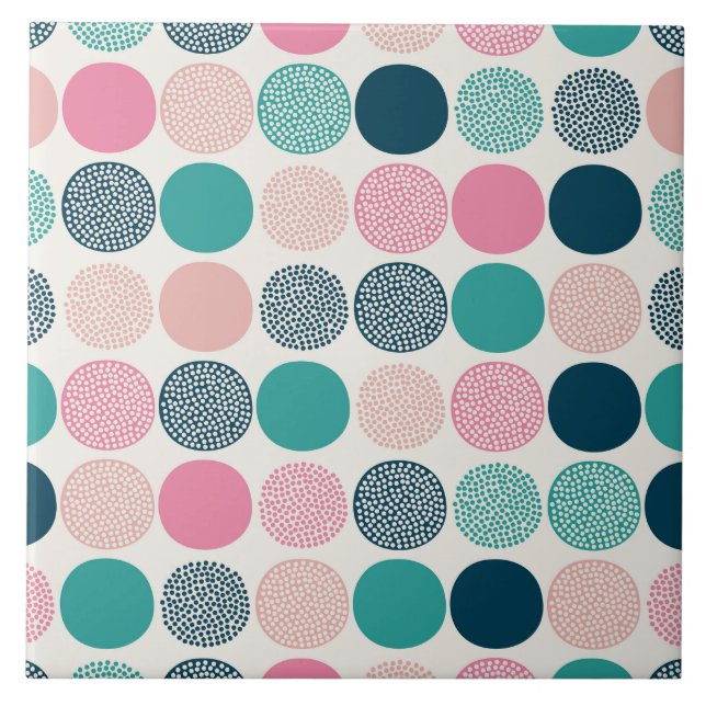 Azulejo Puntos de polka de color bonito (Frente)
