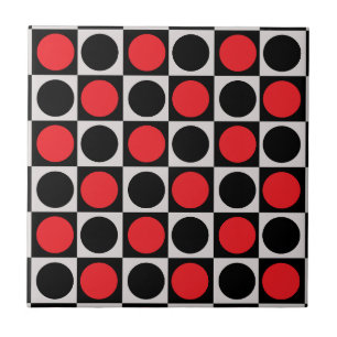 Azulejo Puntos de Polka Geométrica Red Black Circle