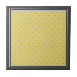 Azulejo Puntos de Polka Gris Amarillo y Frontera a Rayas