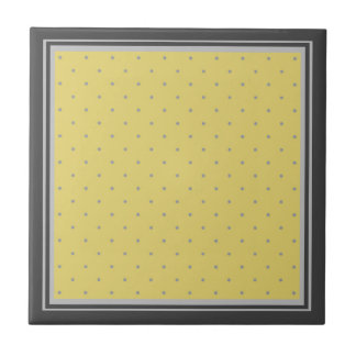 Azulejo Puntos de Polka Gris Amarillo y Frontera a Rayas