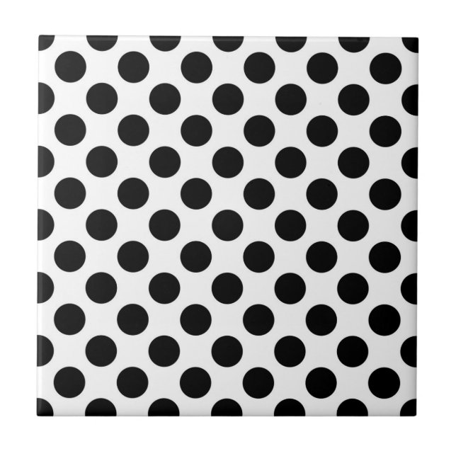 Azulejo Puntos de polka, patrón de puntos de polka, negro  (Frente)