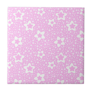Azulejo Puntos de polka retro rosado caliente con patrón f