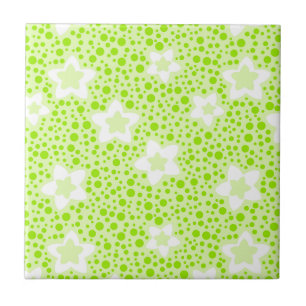 Azulejo Puntos de polka retro verde brillante con patrón f