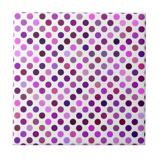 Azulejo Puntos de polka rosados y púrpura (Frente)