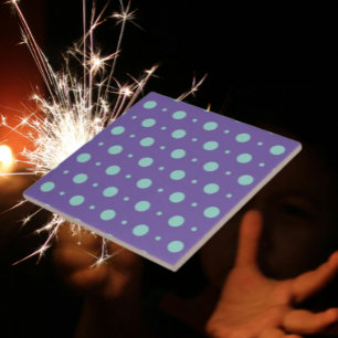 Azulejo Puntos de polka verde azulados en mosaico de cerám