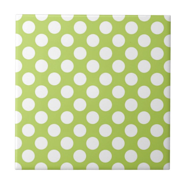 Azulejo Puntos de Polka Verde, Patrón De Punto De Polka, P (Frente)
