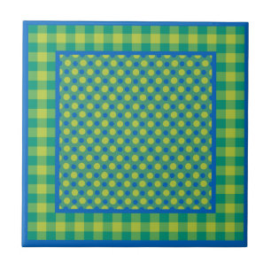 Azulejo Puntos de Polka verde y azul neón en Esmeralda, ch