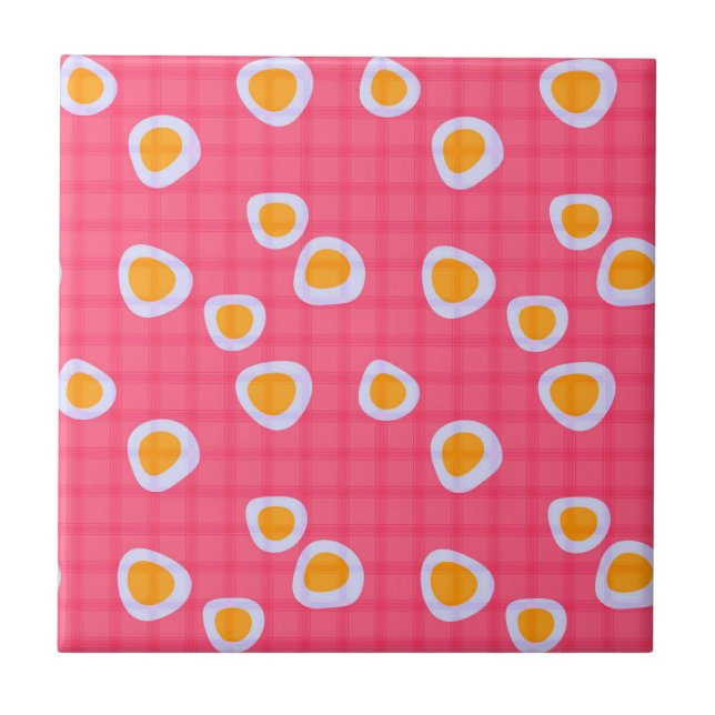 Azulejo Puntos divertidos sobre un fondo de coral rosa a c (Frente)
