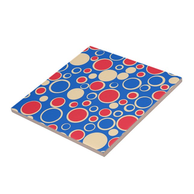 Azulejo Puntos rojos y azules sobre azul (Lado)