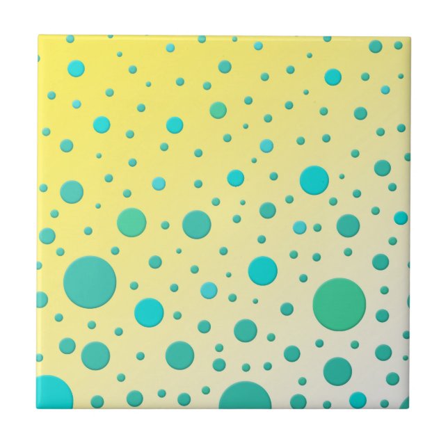 Azulejo Puntos Turquesas sobre Diseño Moderno Amarillo (Frente)