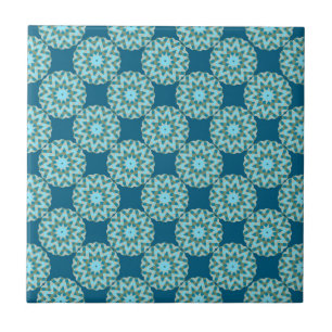Azulejo Puntos y estrellas de turquesa y Aqua retro