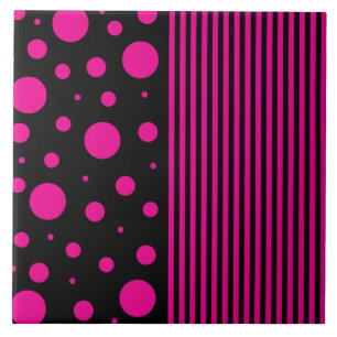 Azulejo Puntos y rayas en magenta y negro