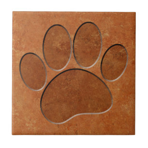 Azulejo Puppy Paw Faux Terracotta Print