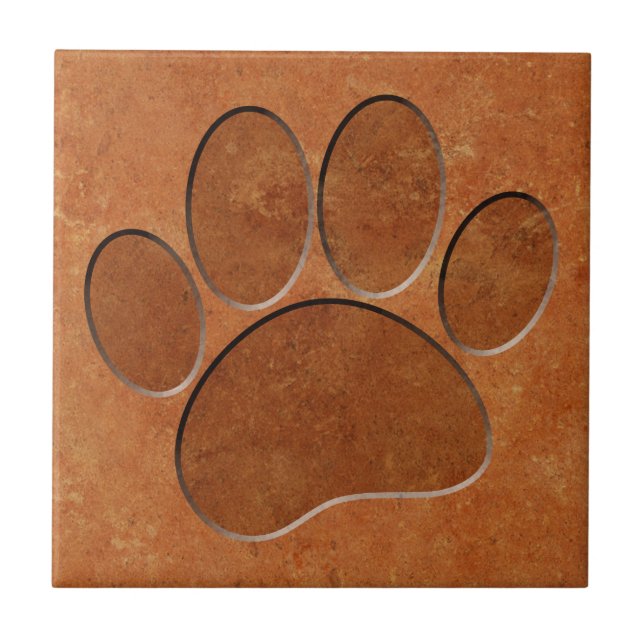 Azulejo Puppy Paw Faux Terracotta Print (Frente)