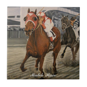 Azulejo Pura Sangre Equino Gana Gran Carrera