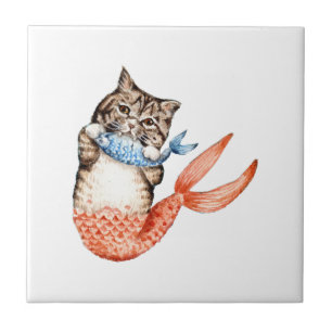 Azulejo Purmaid Cat Mermaid