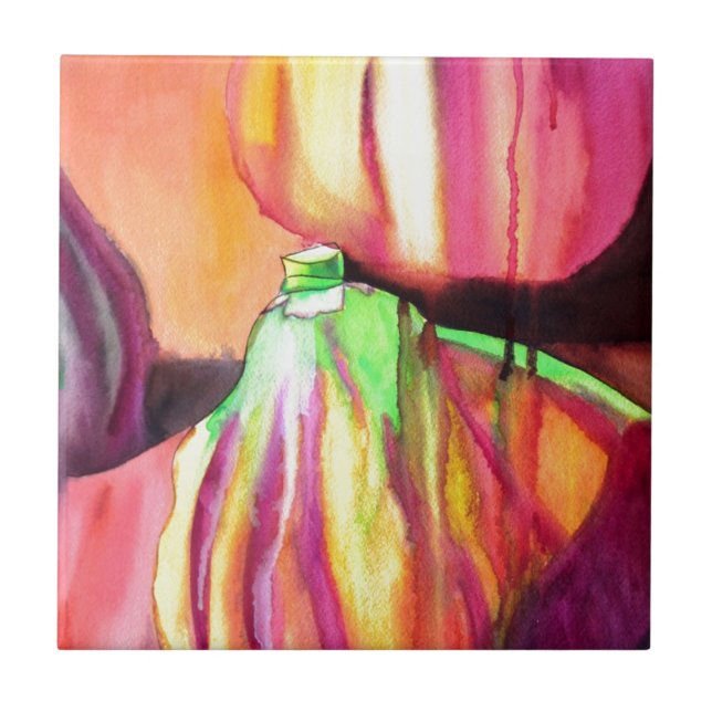 Azulejo Purple Figs arte original acuarela pintura de gote (Frente)