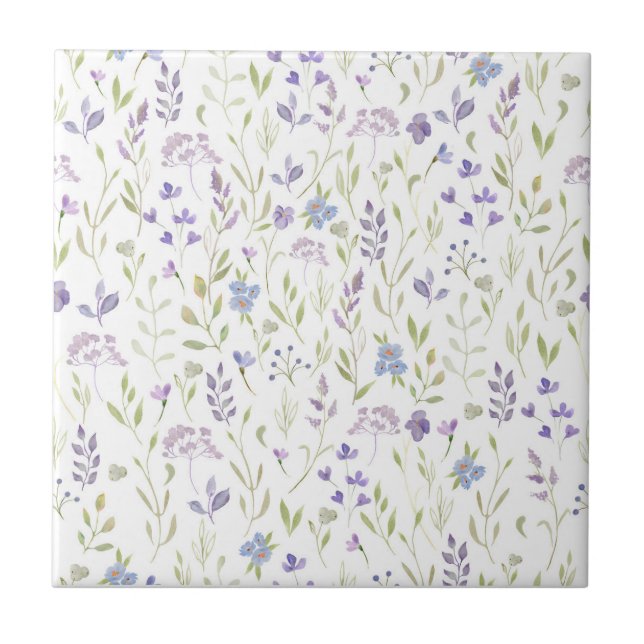 Azulejo Purple Floral Ceramic Tile (Frente)