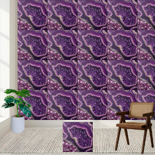 Azulejo Purple Geode Crystal Tile Art
