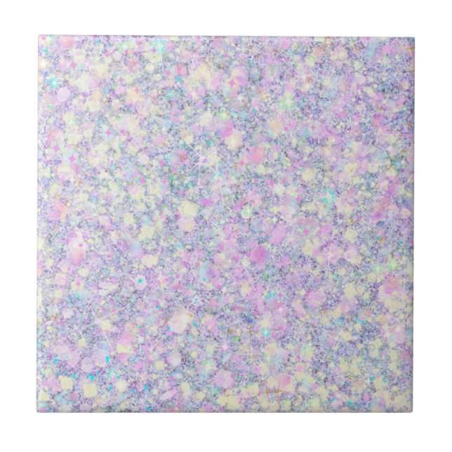 Azulejo Purple Lilac Rosa Opalescente Faux Purpurina Sólid (Frente)