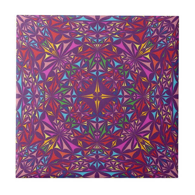 Azulejo Purple Ornate Kaleidoscope Pattern (Frente)