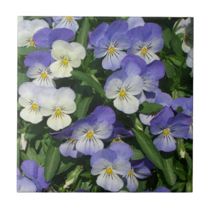 Azulejo Purple Pansies Garden Floral