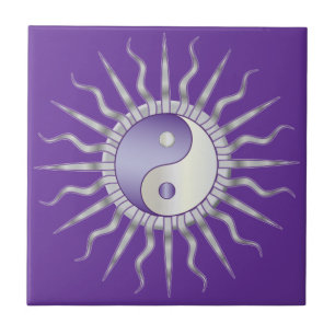 Azulejo Purple Starburst Yin Yang