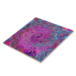 Azulejo Púrpura, azul y rojo Resumen Swirte retro