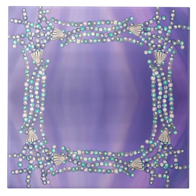 Azulejo Púrpura de cerámica de sirena oceánica (Frente)