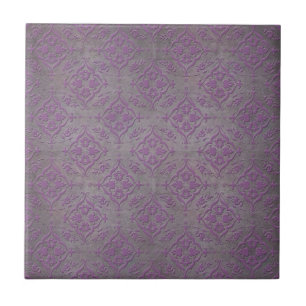 Azulejo Púrpura Rústico y Damasco Gris Acero